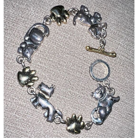 Cat & Dog Gold & Silver Tone Charm Bracelet - Picture 11 of 13
